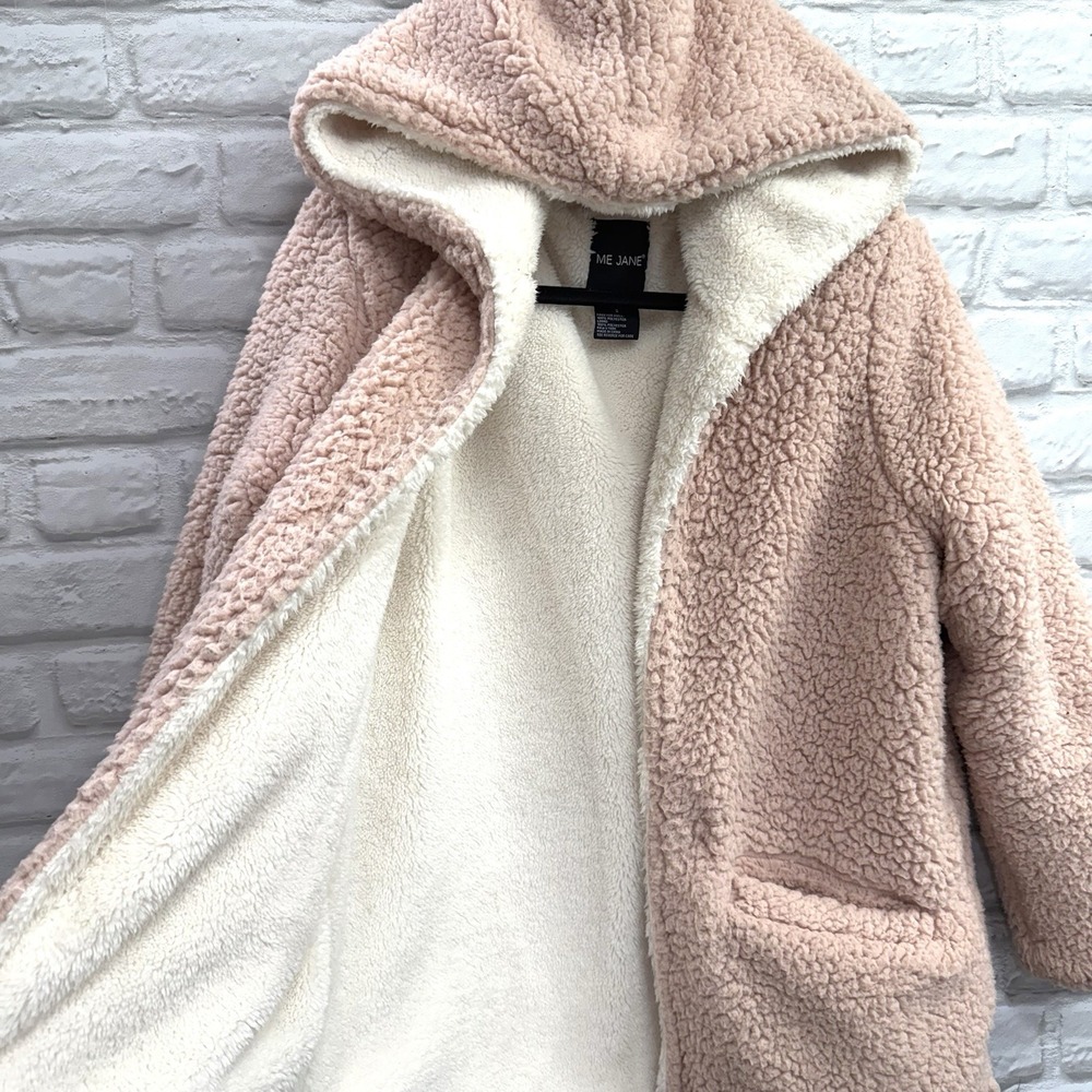 Me Jane Womens Sz S Pink Jacket Boho Faux Fur Fluffy Teddybear Sherpa Soft Coat - Picture 5 of 16